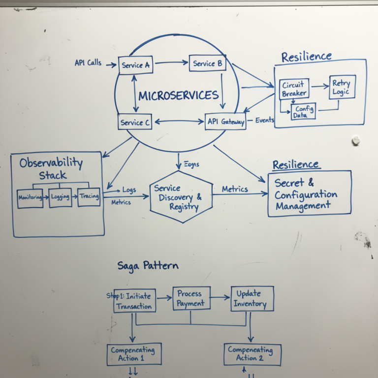 Diagram showing interaction of microservices components