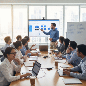 Image depicting a professional training session or corporate workshop on Windows container technology