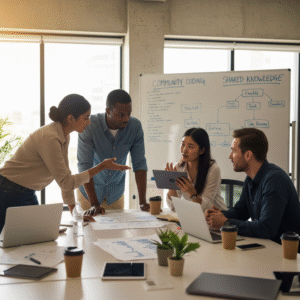 Image showing a diverse group of IT professionals collaborating, symbolizing community and knowledge sharing